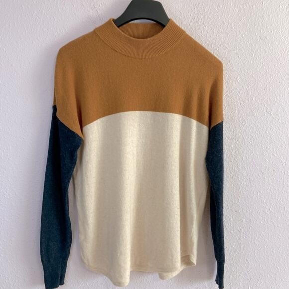 Madewell Women Coloblock Ashbury Merino Wool/Alpaca Mockneck Sweater Size XS - Picture 3 of 9